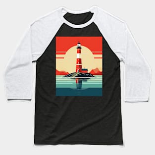 Vintage Sunset Sentinel Lighthouse Baseball T-Shirt